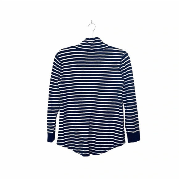J. Crew Factory Navy Blue & White Striped Cowl Neck Sweatshirt Xsmall Women’s - Picture 7 of 11